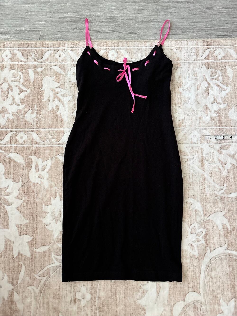 Moda International Black Dress with Pink Trim and Bows